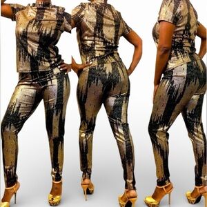 Haute Monde Black & Gold Shimmer Set – 1X – Stretch Glam Two Piece